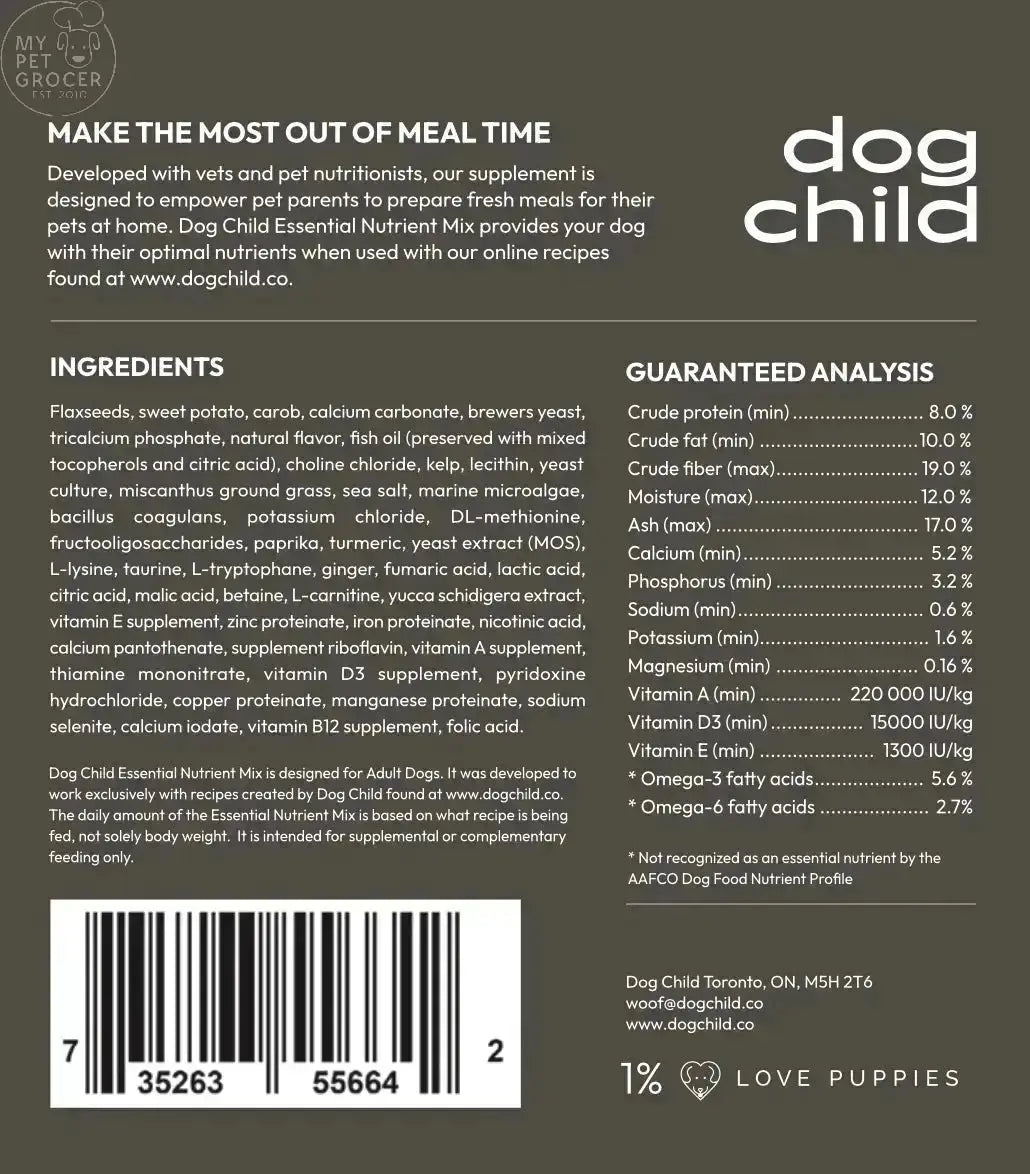 Cooking 101 Bundle Meal Mixes + Essential Nutrient Mix Dog Child